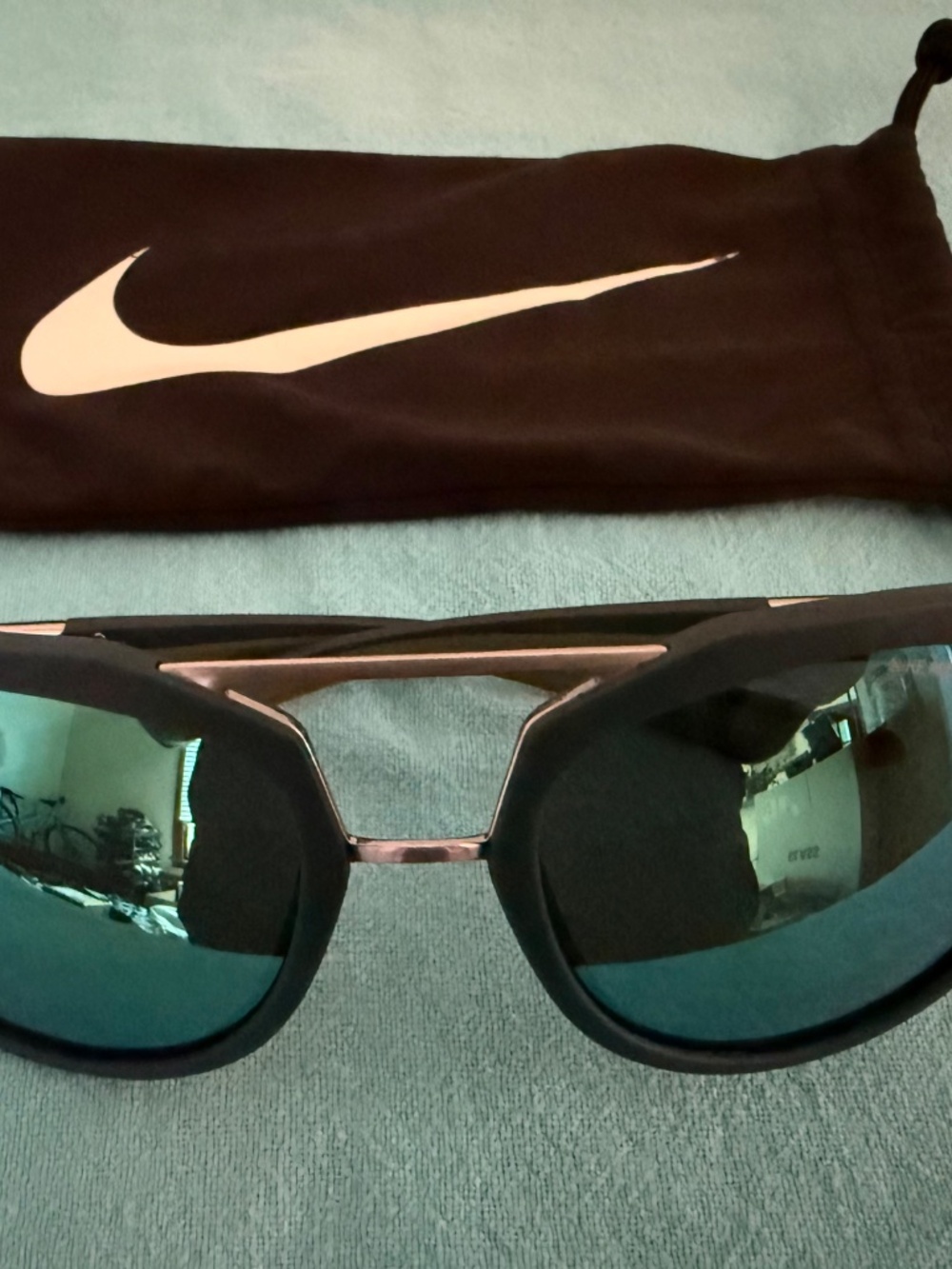 Nike Flex Motion R EV1015 Sunglasses Mirrored Blue Black w/ Pouch